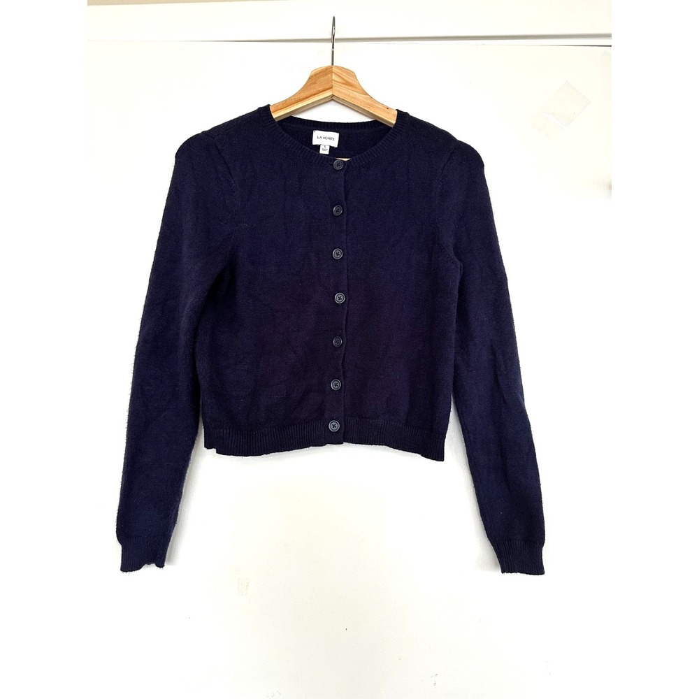 LA Hearts Cardigan Pac Sun Navy Button Down Coastal Grandma Size Small